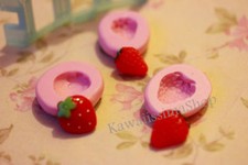 stampi gomma siliconica set forme Fragola - lotto 3pz - fimo cernit formine