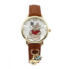 Orologio analogico Winnie The Pooh e farfalle con piccoli charms marrone