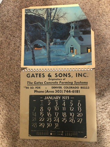 Calendario denver vintage 1973 - denver,