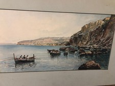 LA CASA DEL TASSO A SORRENTO SPLENDIDO DIPINTO ACQUARELLI XIX SECOLO FIRMA LORIA