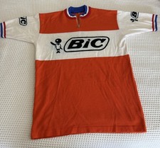 Rara maglia ciclismo arancione vintage squadra bic anni 70 Germania lana acrilico retrò