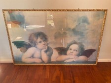 quadro moderno stampa cherubini con vetro e cornice in legno artigianale