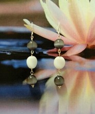 ORECCHINI SFERE OCCHIO DI GATTO GRIGIO SCURO ELICA BIANCO MONACHELLE ARG 925  