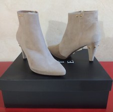 Tronchetti plateau KATE tg 37 Camoscio Beige -Suola in Cuoio-MADE IN ITALY-NUOVO