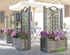 FIORIERA SEPARE CON SPALLIERA GRIGLIATO RAMPICANTI 80X42,5X150 CM GRIGIO RESINA