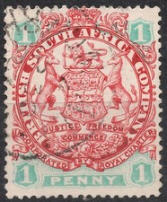 SG29a Sn:#27 1896 1 d British South Africa Company Stemma 1896-1897, usato
