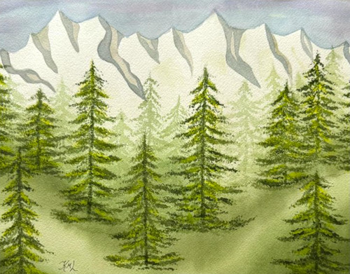 Pittura acquerello alberi - pittura,