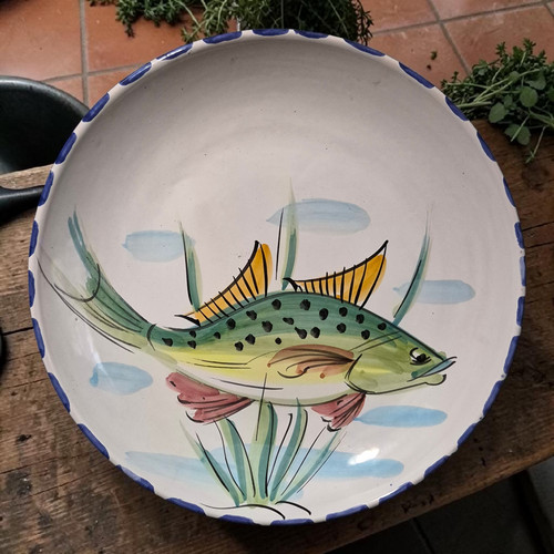 Piatto grande pesce - dipinto, a