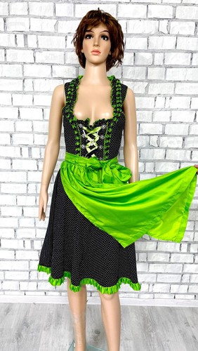 Abito dirndl nero neon pois - dirndl,