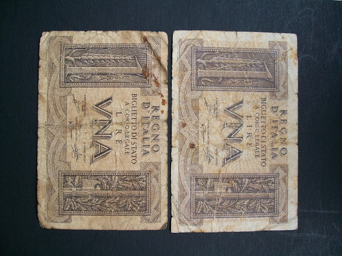 Coppia banconote 1 lira - coppia,