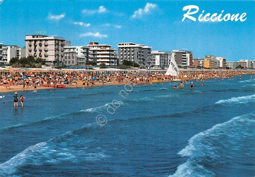 Cartolina riccione mareggiata - riccione,