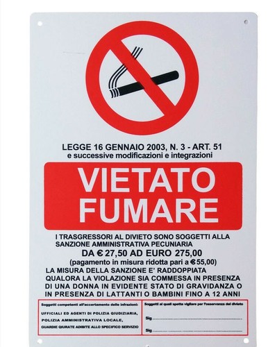 Cartello vietato fumare legge - vietato,