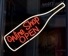 Lampada insegna neon 24"x16" bottiglia aperta enoteca luce notturna business birra EY