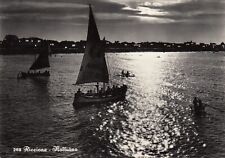 CARTOLINA *19 RICCIONE RIMINI EMILIA ROMAGNA NOTTURNO BARCHE VIAGGIATA 1957