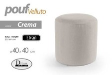 POUF MODERNO VELLUTO CREMA