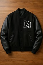 Men Black Varsity Jacket with