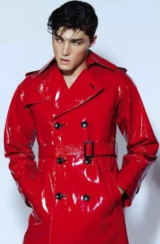 Trench coat uomo rosso vinile - rosso,