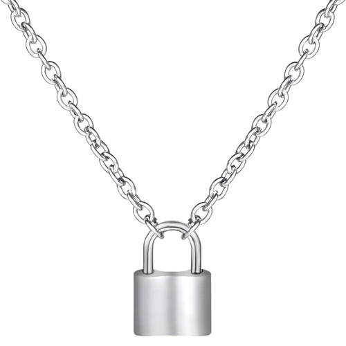Collana lucchetto acciaio - acciaio, inox