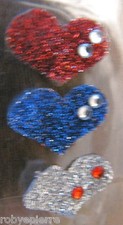 Adesivo vintage con brillantini sticker strass 3 cuoricini cuori mini hearths A