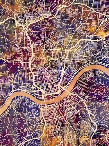 Poster cincinnati map - -,