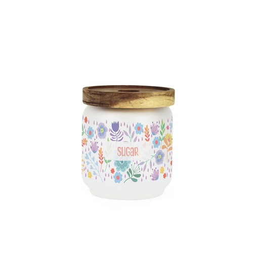 Bidone vetro zucchero fiori - zucchero,