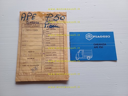 Piaggio ape p50 tl3t libretto - piaggio,