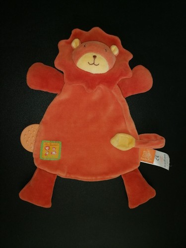 Doudou plat lion jaune orange - ,