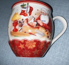 Villeroy & Boch Xmas Jumbo Mug Babbo Natale dipinto giocattolo cavallo soldato 4" 1748 oro rosso