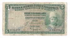 -452- 5 FRANCHI ORO 1930 ALBANIA PROTETTORATO ITALIANO