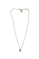 Collana con ciondolo Versace colore argento Medusa e cristallo blu catena metallo