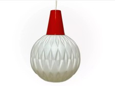 Ceiling Pendant Lamp Vintage 1960s 1970s in White Opaline Glass Italian Design