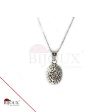 Collana e Pendente Argento 925 Pave' con Brillantini Rodiato