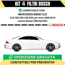 KIT BOSCH 4 Filtri tagliando per MERCEDES-BENZ CLS CLS 320 CDI 165 kw Diesel ...