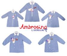 Grembiule scuola bambino asilo materna quadretti celeste Ambrosino