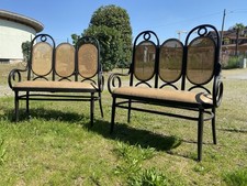 Coppia Panche In Legno Curvo Vintage Stile Thonet