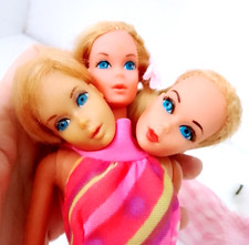 BARBIE QUICK CURL 1973 + testa Busy 1972 + testa e costume Flip Marlo 1971