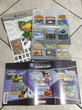 Lotto 3 Pezzi Dépliant Poster Nintendo Gamecube Zelda/Mario/Giochi Vari