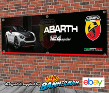 Striscione in PVC Abarth 124 Spider per garage, officina, showroom ecc