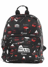 Zaino fashion nero con grafica originale Rome in Music Souvenir Roma Italia 