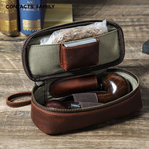 Genuine leather pipe pouch - genuine,