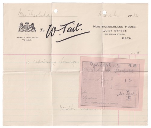 1932 bath bill - bill, tait