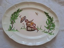 Piatto ceramica ovale SCI Laveno Guido Andlovitz Vecchia Milano Scena Campestre