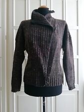 Maglia cardigan donna M / 42 IT colletto 100% lana caldo doppio petto marrone