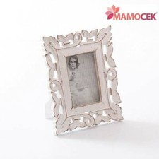 CORNICE Portafoto legno bianco intarsiato 21×27 bomboniera arredo shabby chic