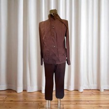 Completo donna giacca, pantaloni 2 pezzi, tailleur sportivo cotone stile safari