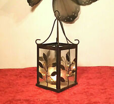 Lanterna Portacandela in Metallo Antichizzato Nero con Catena 