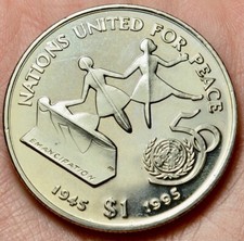 LIBERIA - 1 DOLLARO DOLLAR 1995  50 ANN. ONU