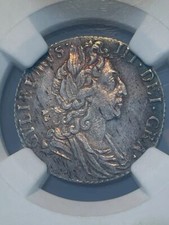 Guglielmo III Sixpence 1697,S3538 ESC 1237 errore raro R4 I per l varietà NGC Ms61