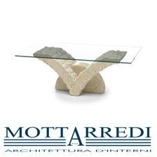 TAVOLINO CON BASE IN PIETRA FOSSILE STONES PAPILLON - Chiama x sconto