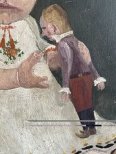 Antico dipinto olio bambina - ad,